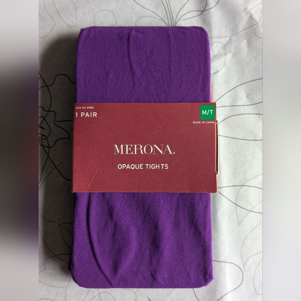 Merona Med NWT Opaque Tights - Power Purple 50 Denier